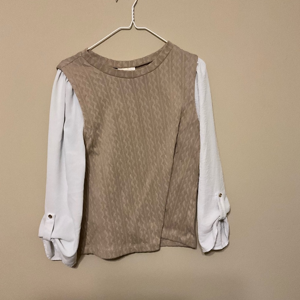 Elegant Beige and White Women's Blouse